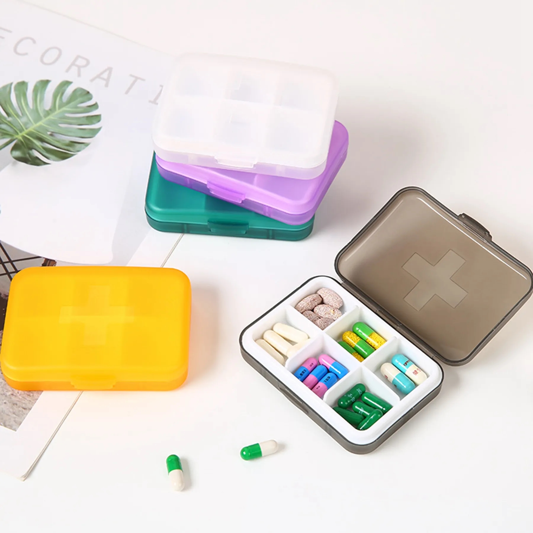 6 Compartments Square Medicine Storage Box 11