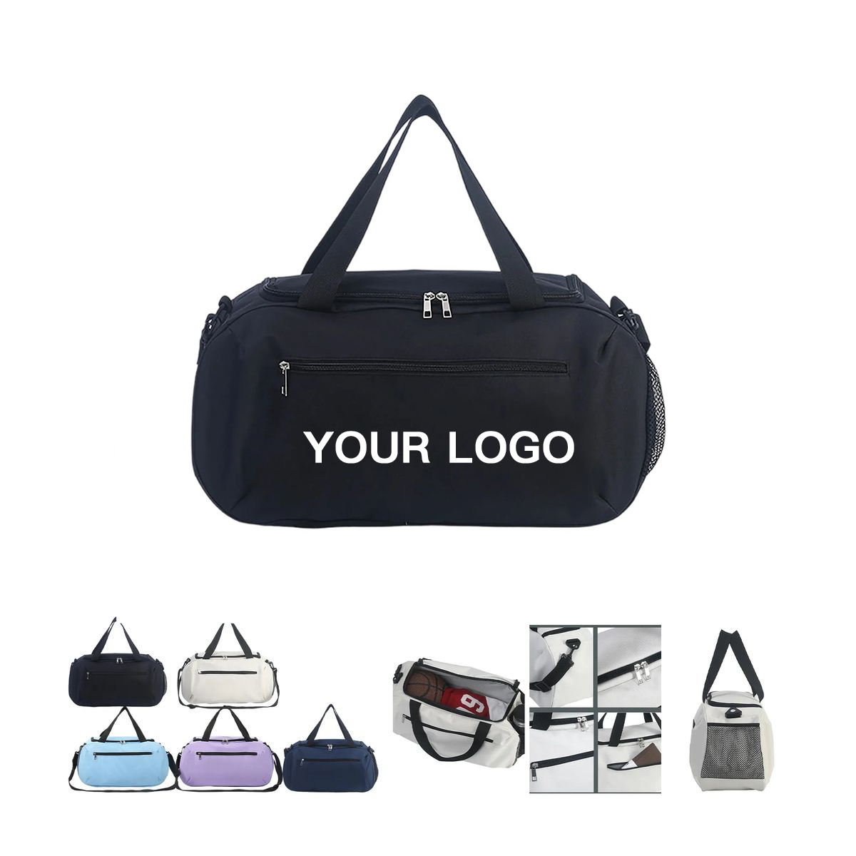Oxford Fitness Bag with Large Capacity and Shoe Pocket 4