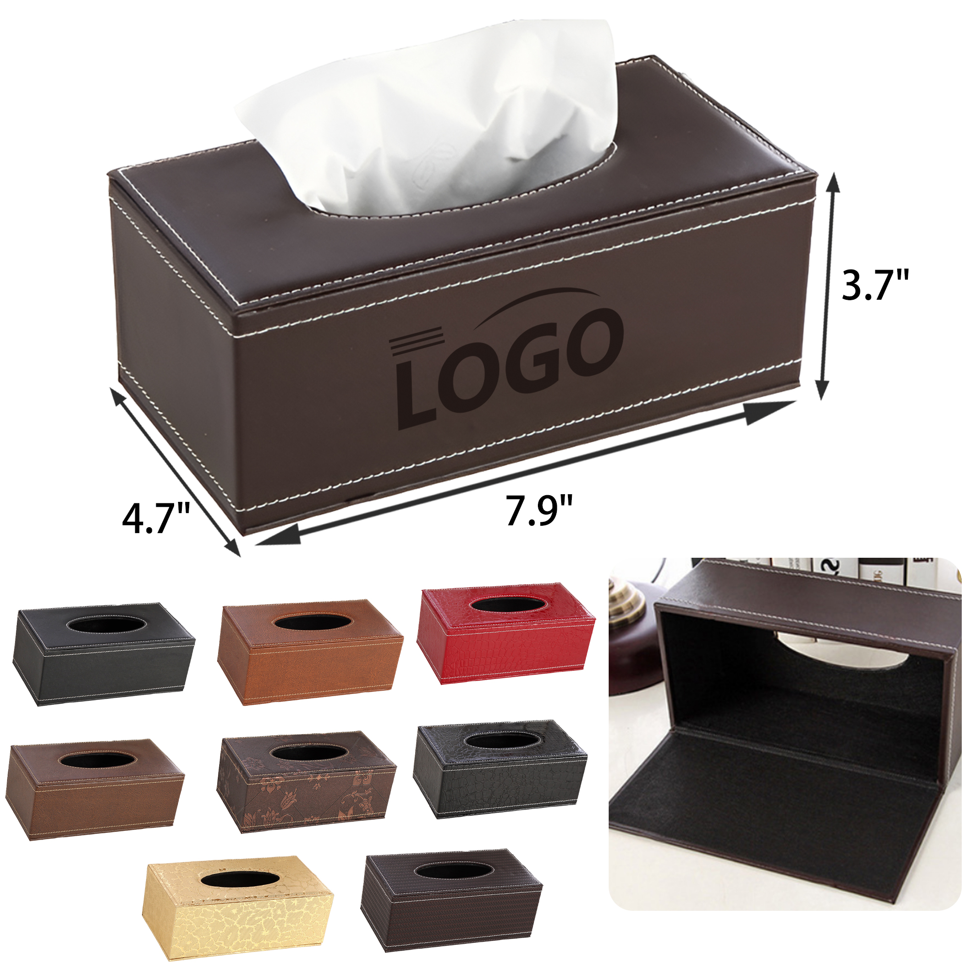 MOQ 50 PCS Soft PU Leather Tissue Box 7