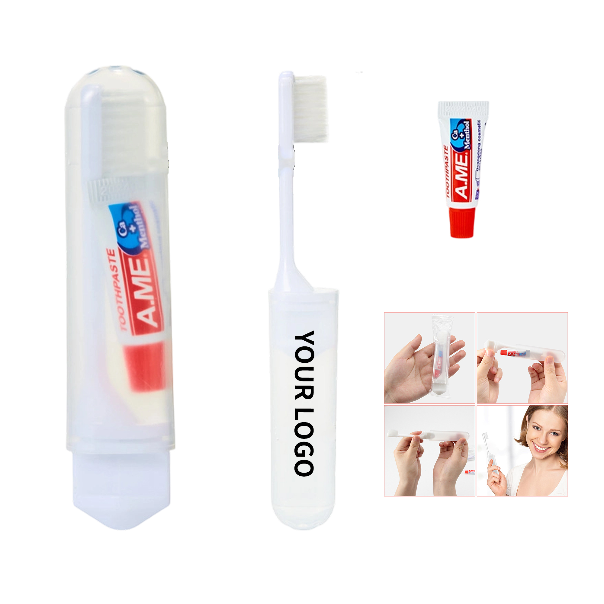 Portable Travel Folding Toothbrush With Toothpaste Kit 2