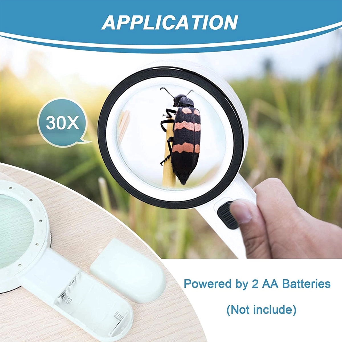 30X Magnifying Glass With Led Light 4