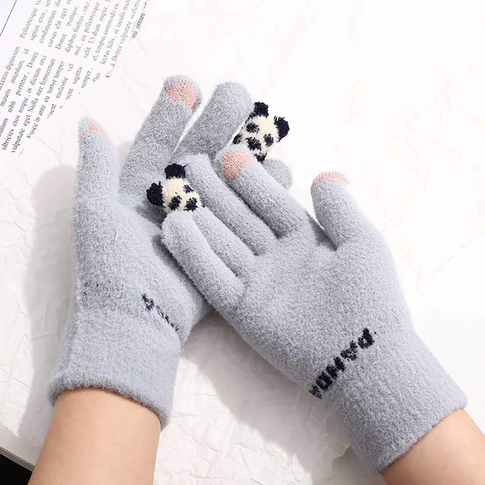 Women Touch-screen Panda Knitted Gloves 5