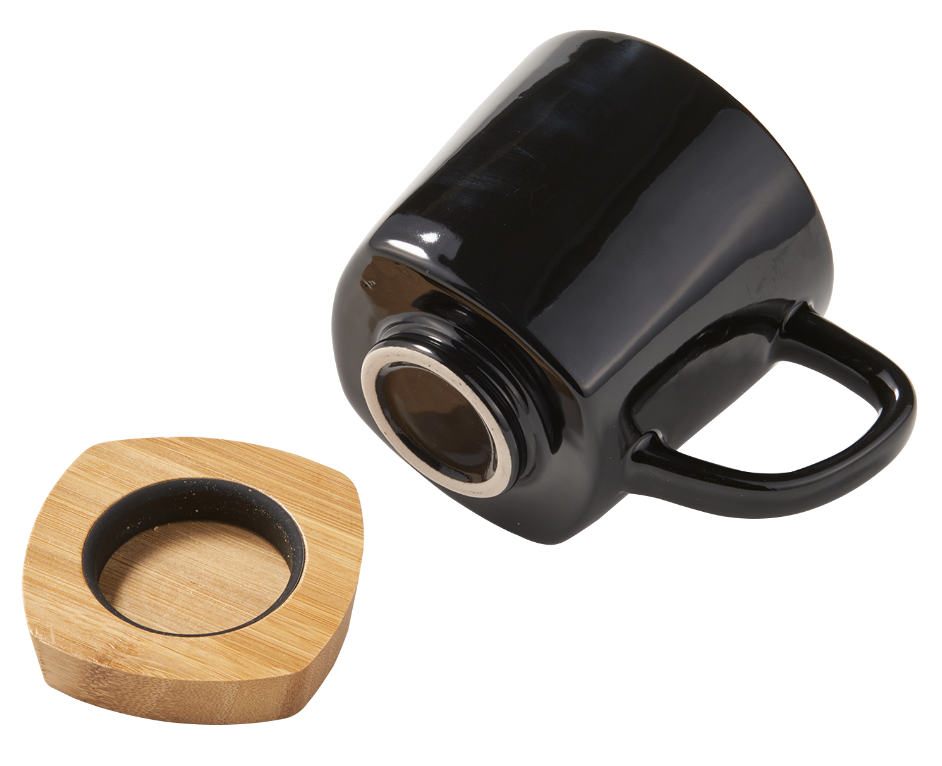 11 Oz. Ceramic Coffee Mug with Removable Bamboo Coaster 7