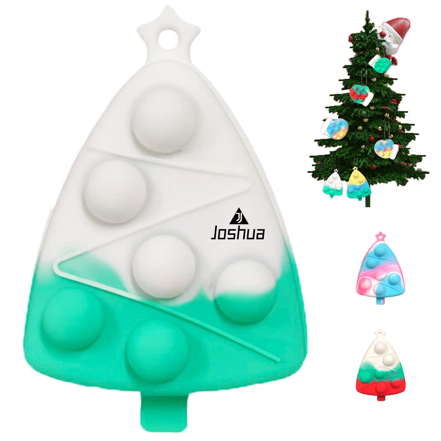 Christmas Tree Silicone Fidget Popper Stress Ball Keychains 2