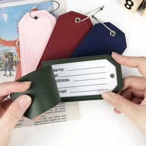 PU Leather Luggage Travel Tag With Name ID Labels Metal Hang Ring 3