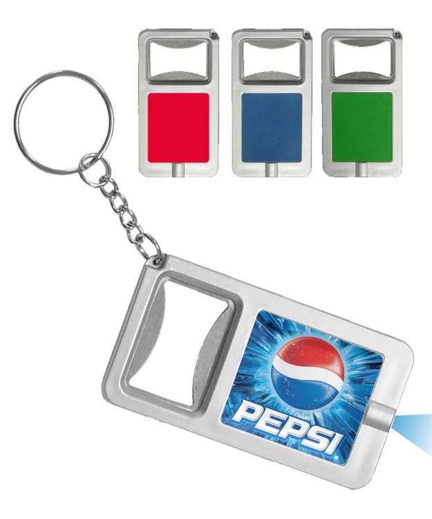 Beer Bottle Opener w/LED Flashlight Keychain - Full Color Print 2