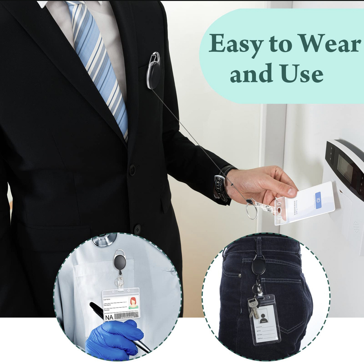 Retractable Badge Reel with Claw Clasp and Clip for Id Card Holders 13