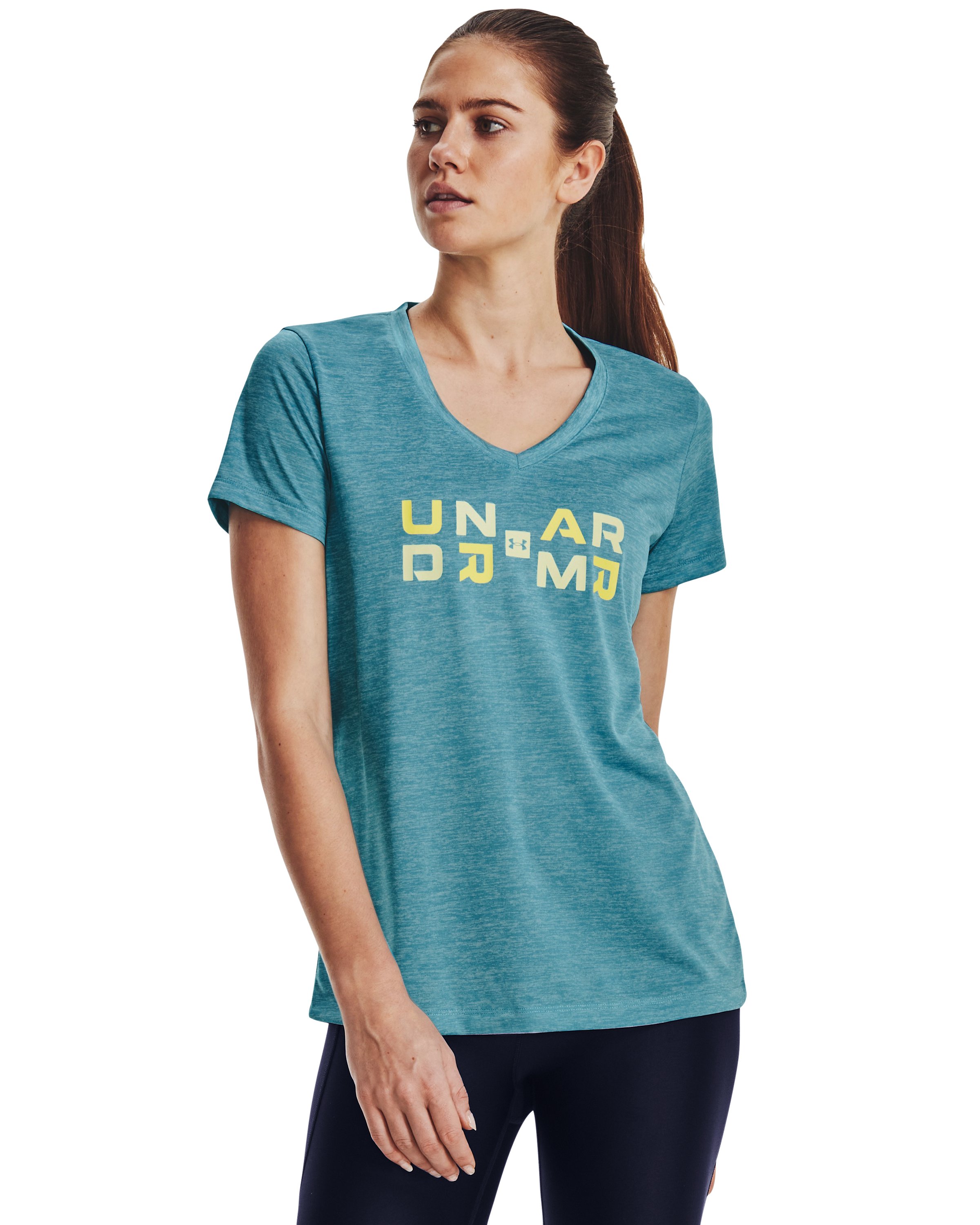 UA Tech Twist Graphic Women's V-Neck Short Sleeve 8