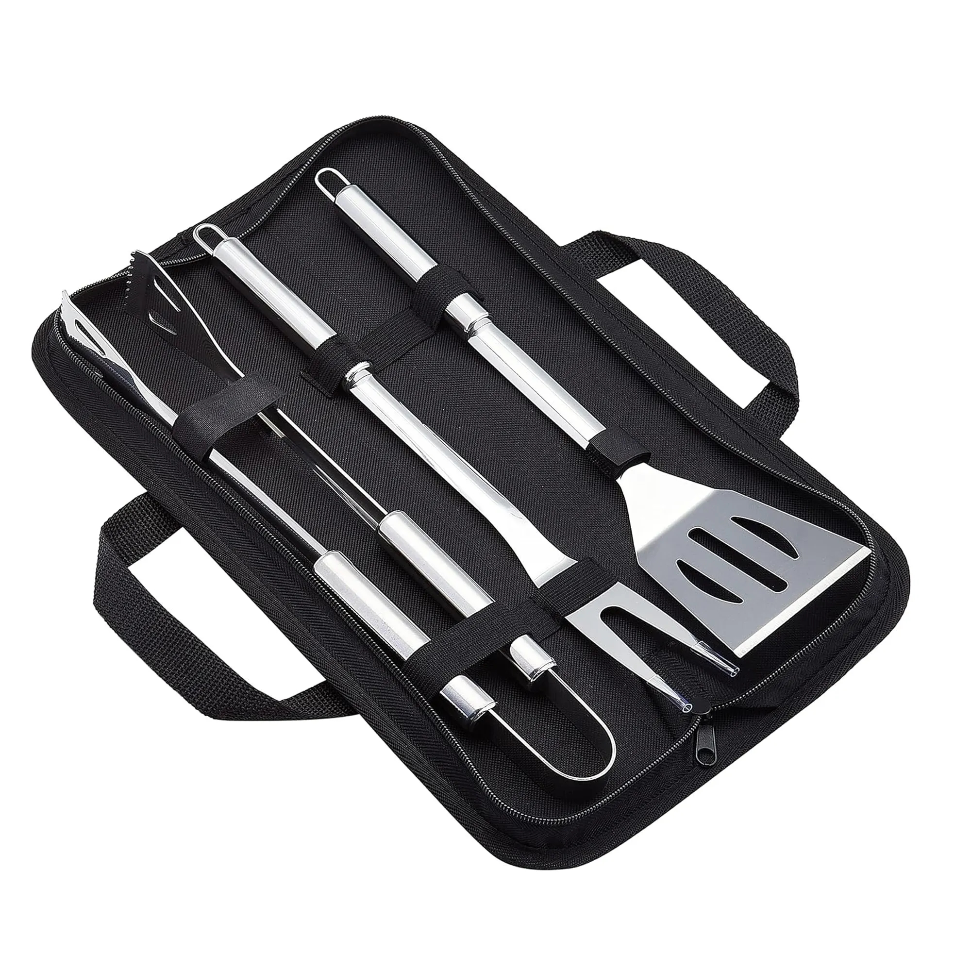 3-Piece Stainless Steel Barbeque Tool with Carry Bag 3