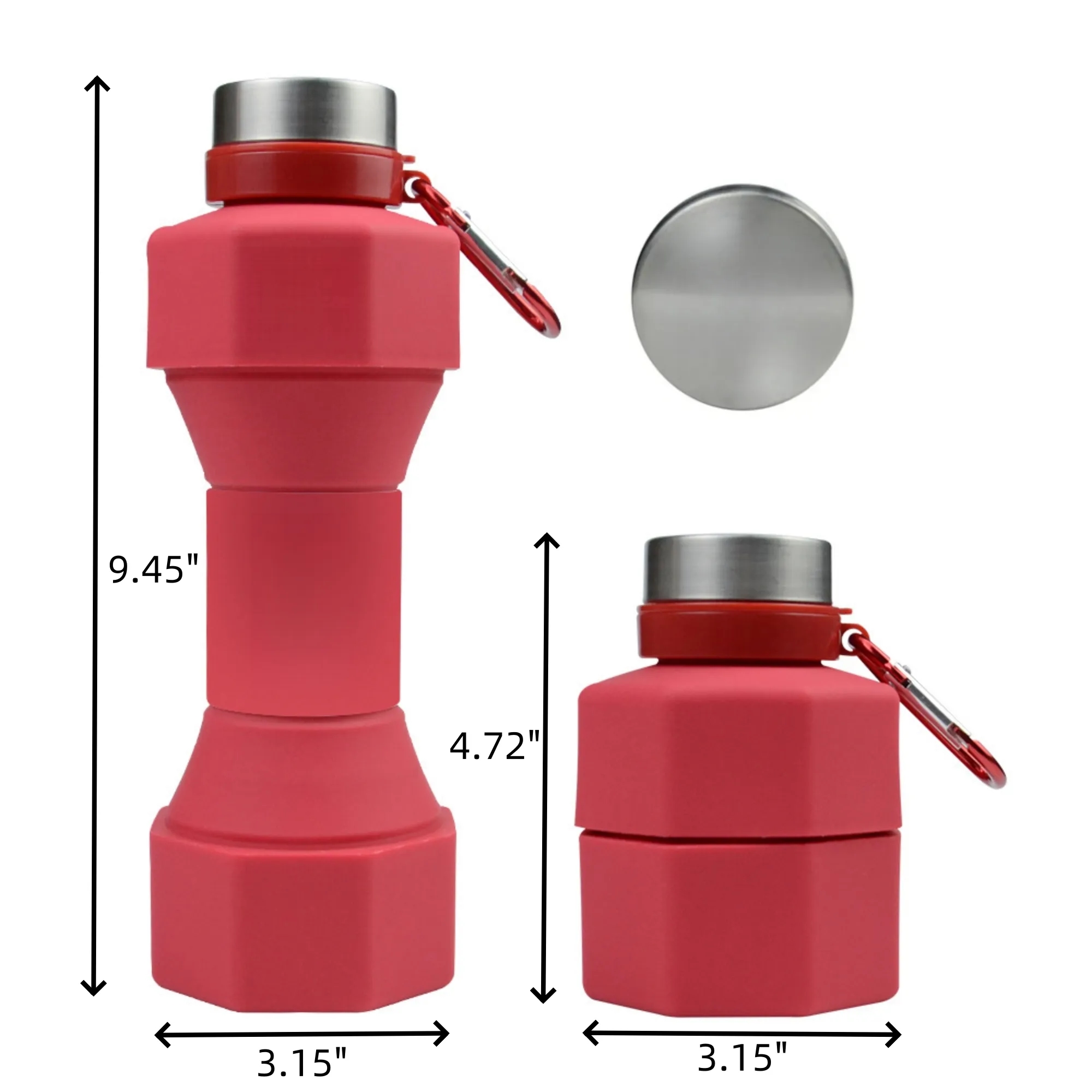 22oz Workout Dumbbell Silicone Foldable Water Bottle 1