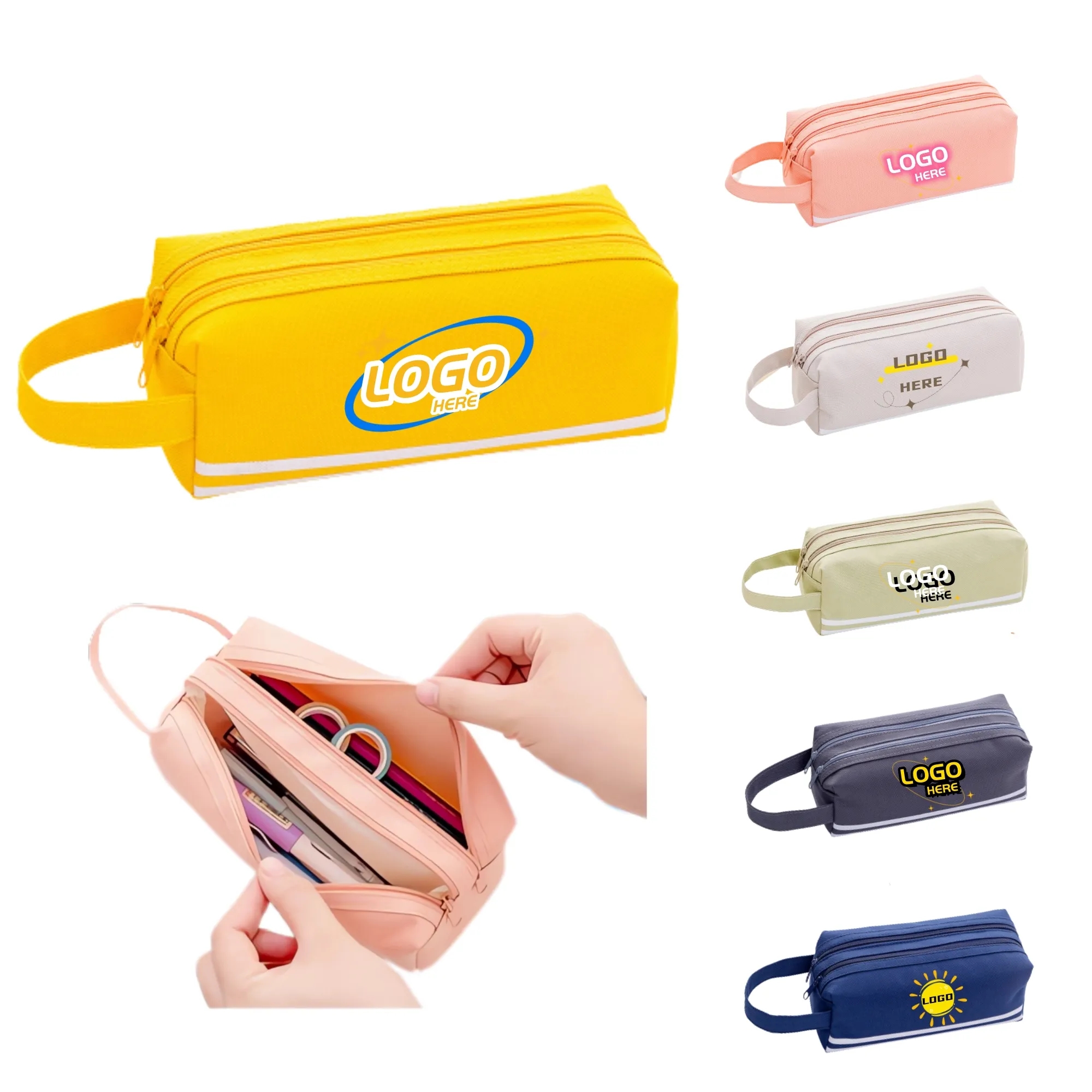 Oxford Pencil Case Double layer With Handle MOQ50 3