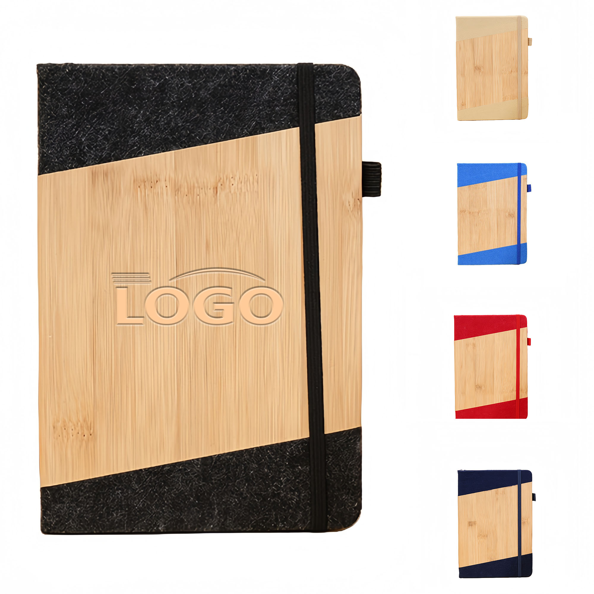 Bamboo wood business notebook with customizable logo 4
