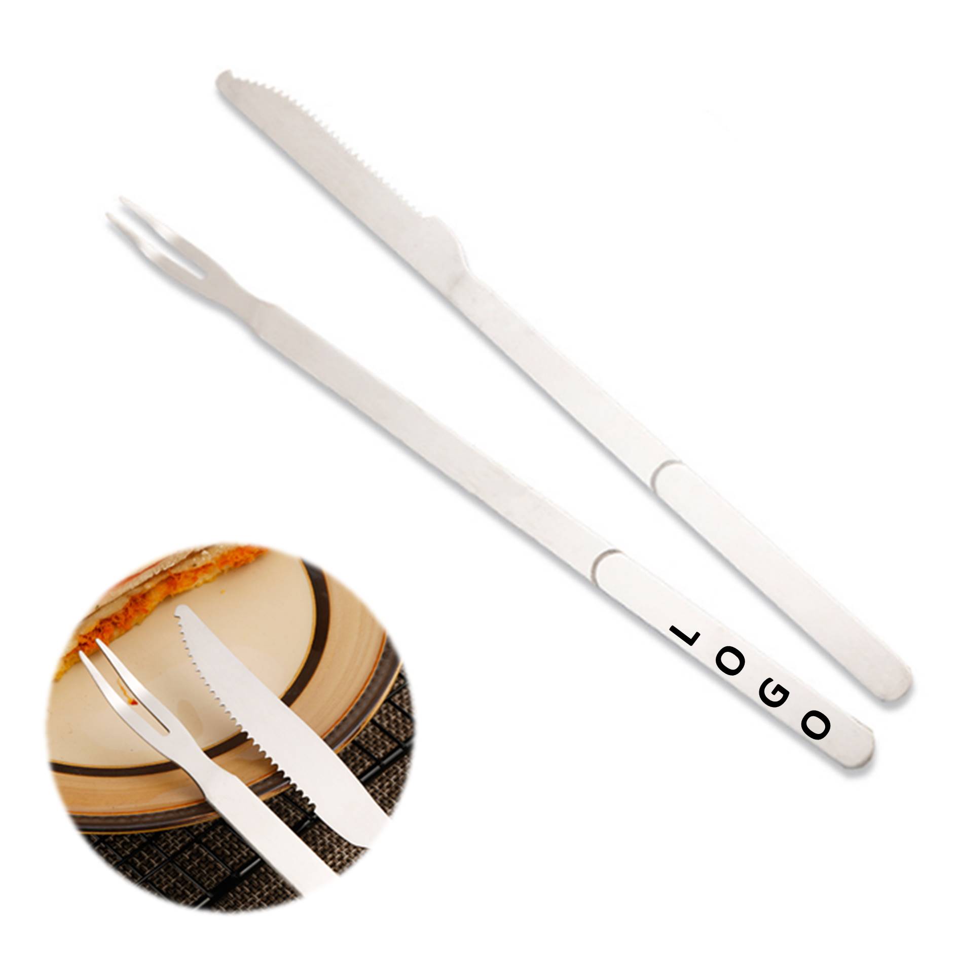 Stainless Steel BBQ Carving Forks Knife Set 2