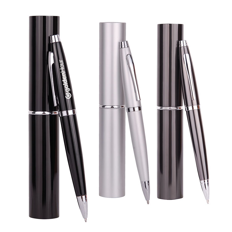 Twist Metal Ballpoint Pen w/Matching Case Set 5