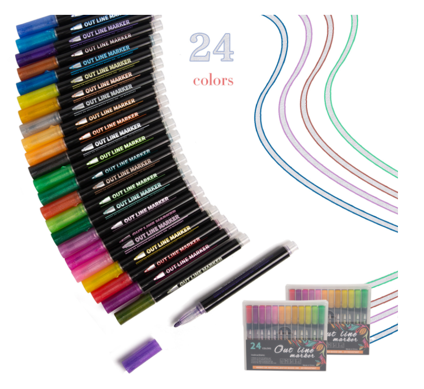 24 colour Stationery Island Chalk Pens Fine Bullet Nibs 4