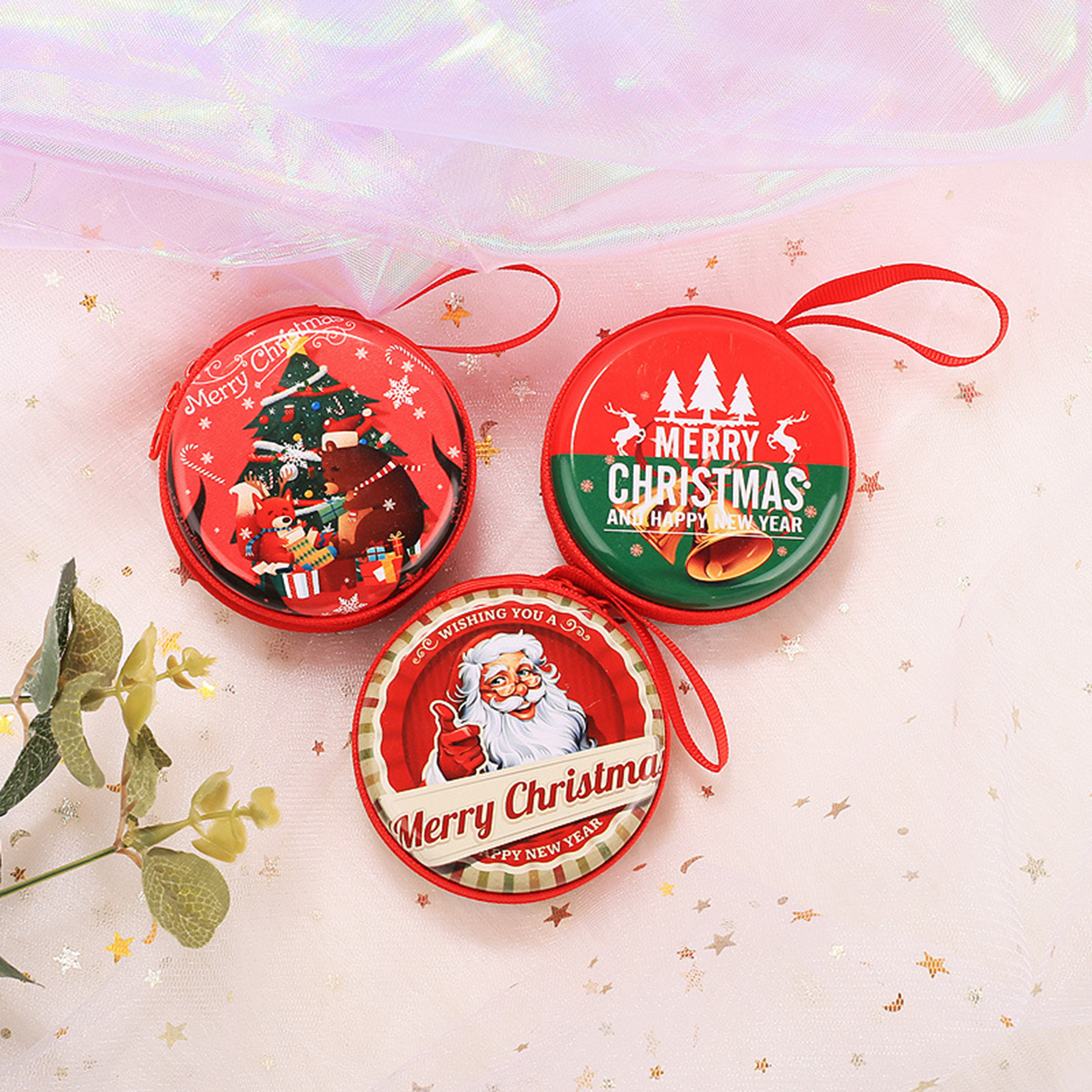 Round Christmas Mini Wallet Purse 3