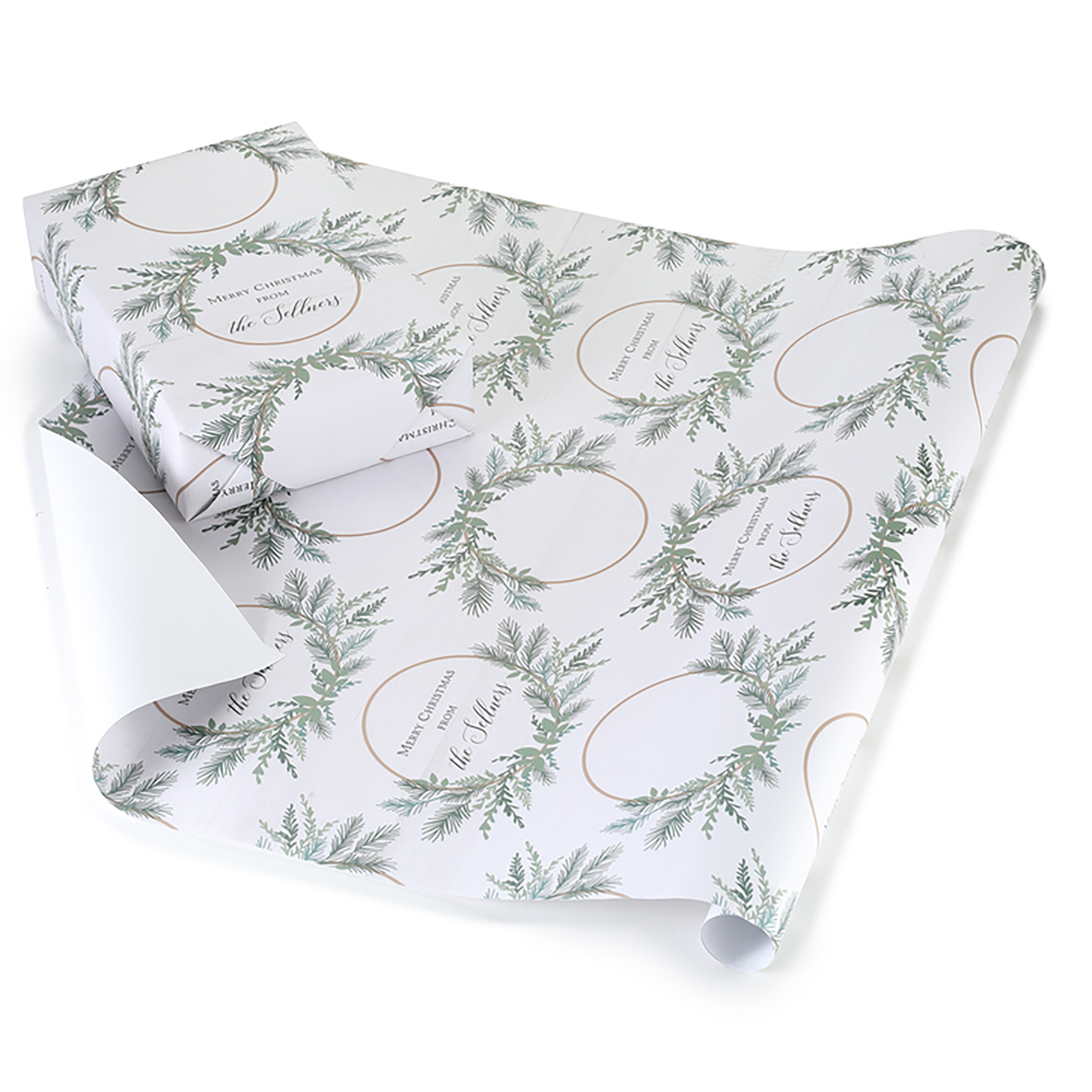 Evergreen Spray Personalized Wrapping Paper Roll 2