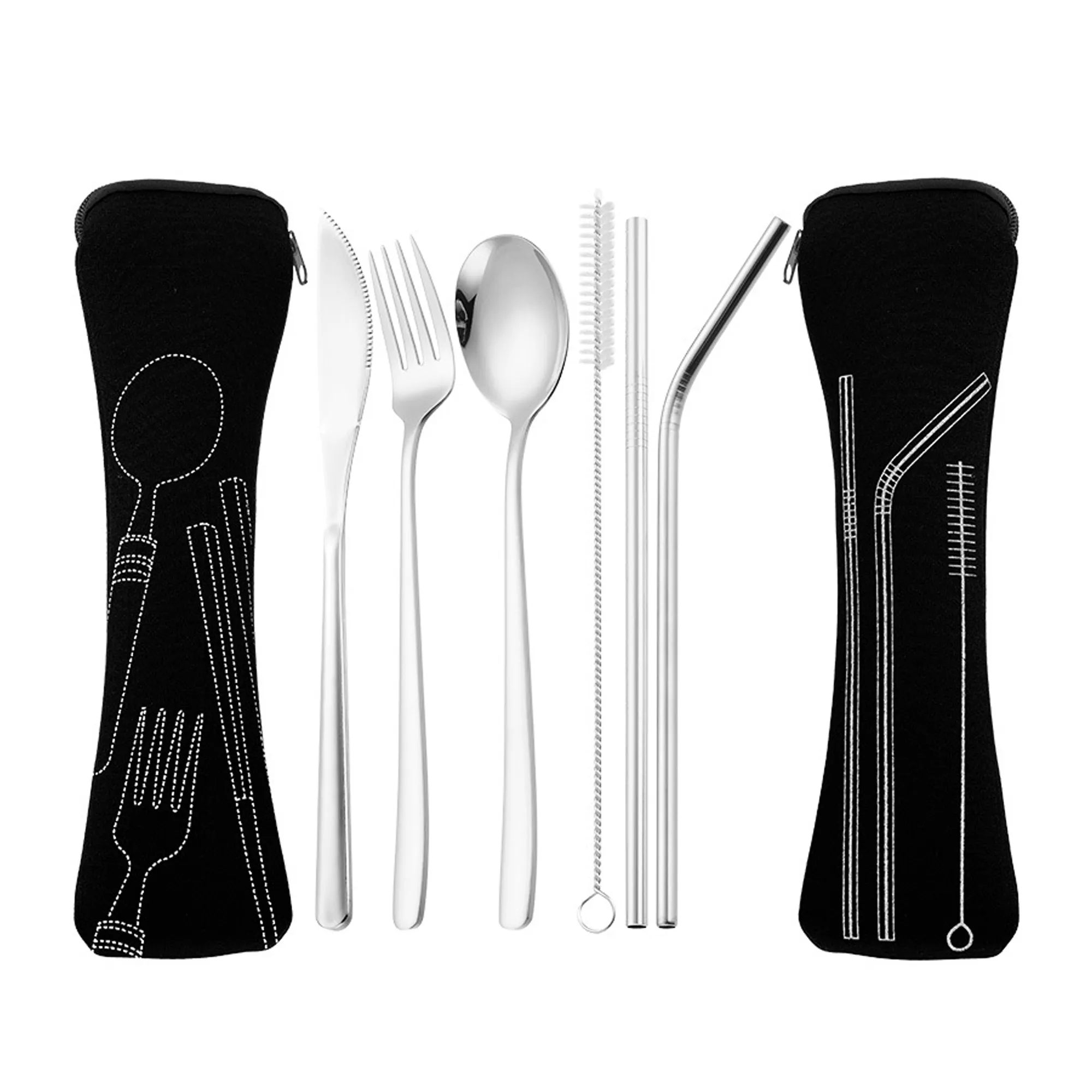 Portable Silverware Set with With Neoprene Case 6 in 1 3