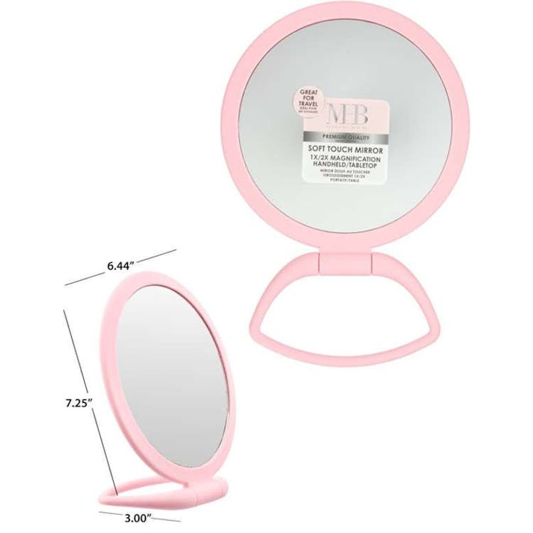 Flat Front Rounded Mirrors with Stand - Pink 1
