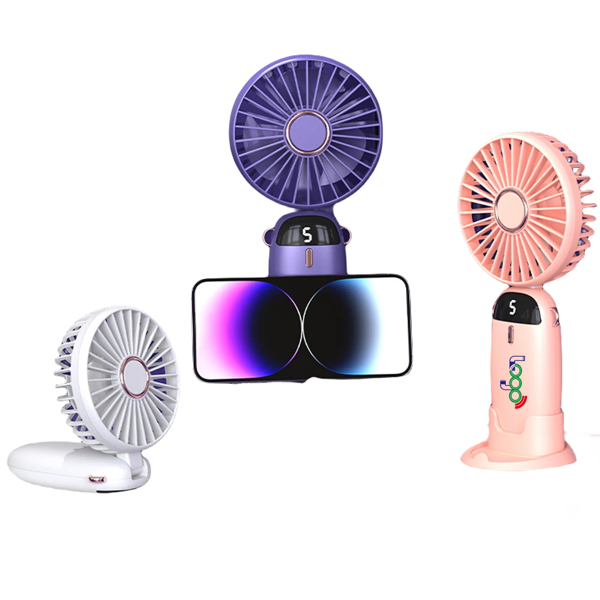 Rechargeable Hand Held Portable Fans w/Mobile Phone Holder M 2