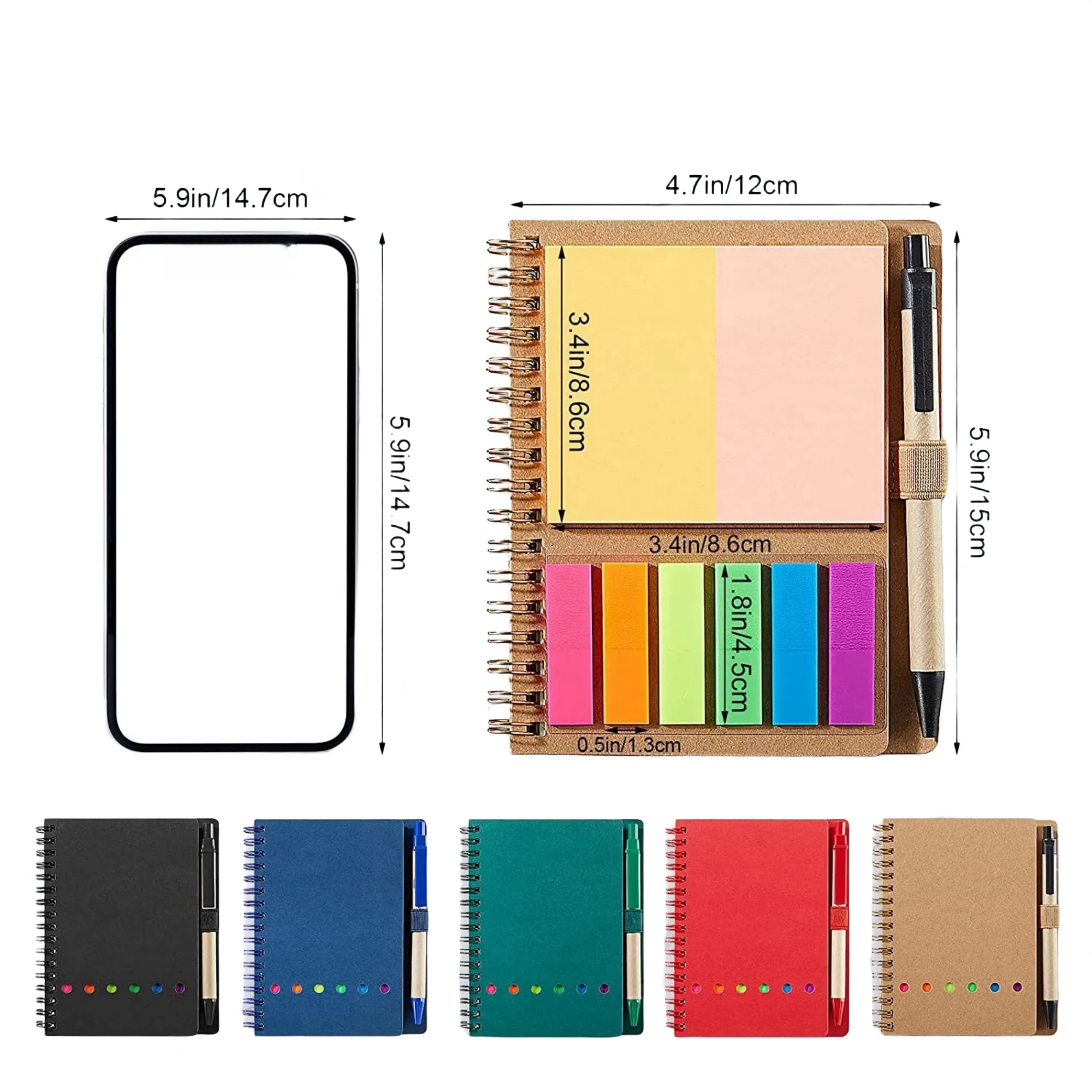 Colored Sticky Note Index Tab Spiral Notebook 2