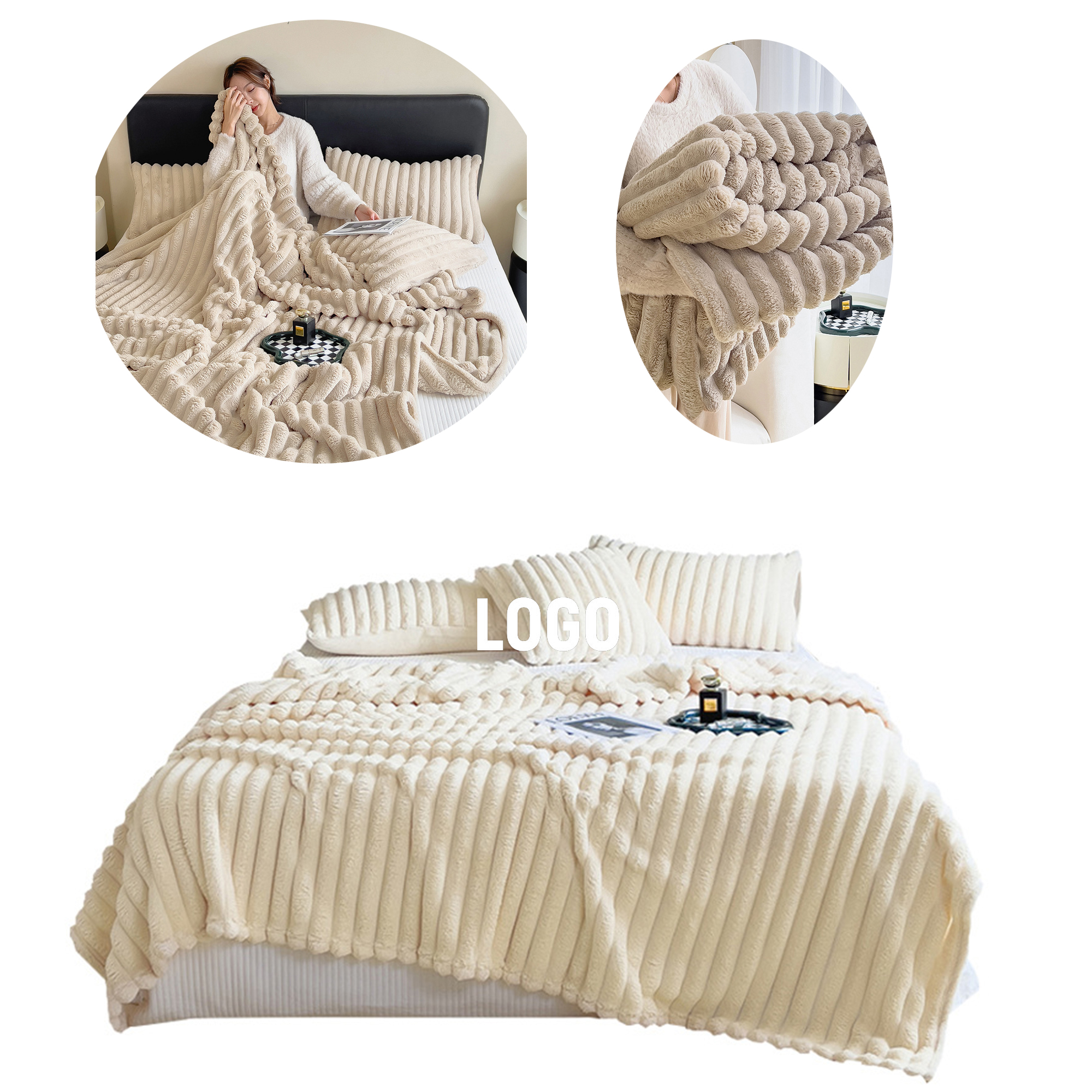 Light Luxury Rabbit Fur Blanket 1