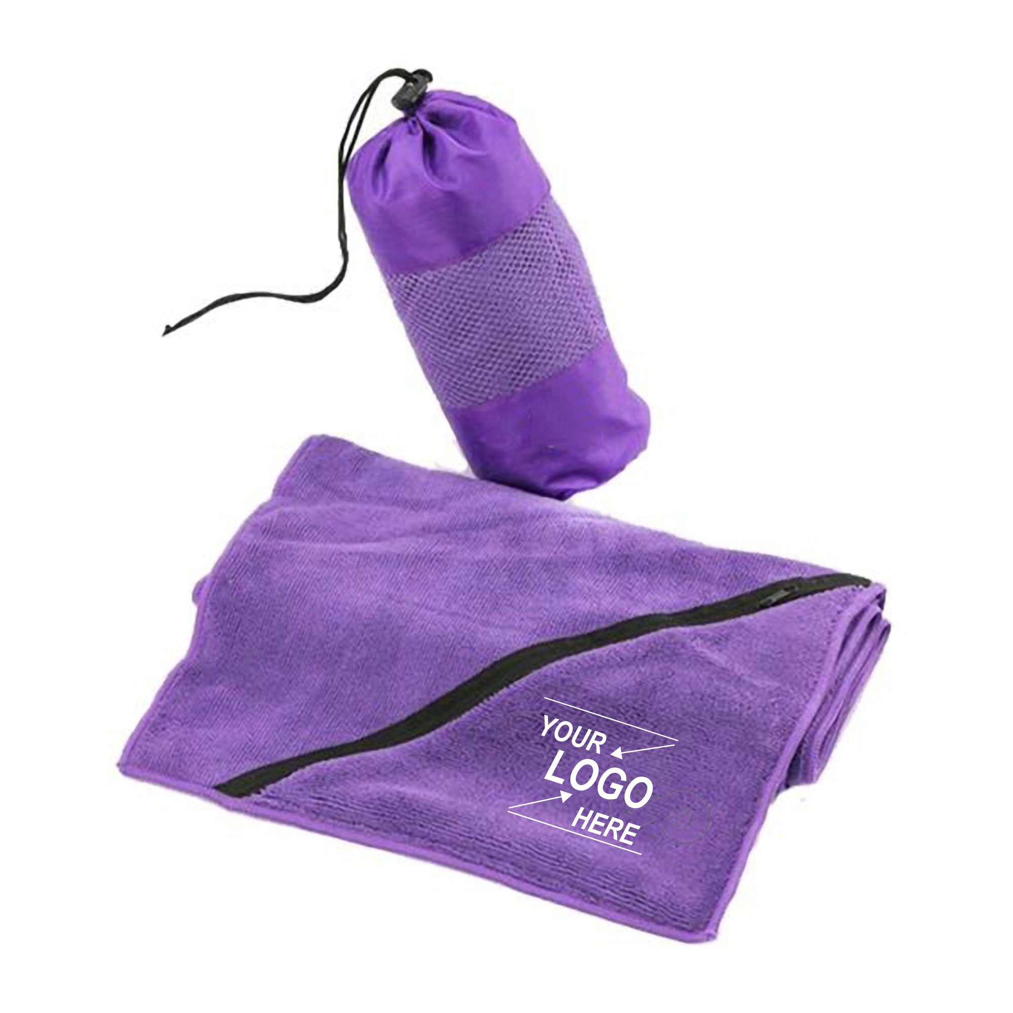 Microfiber Towel w/Zipper Pocket in Mesh Bag 3