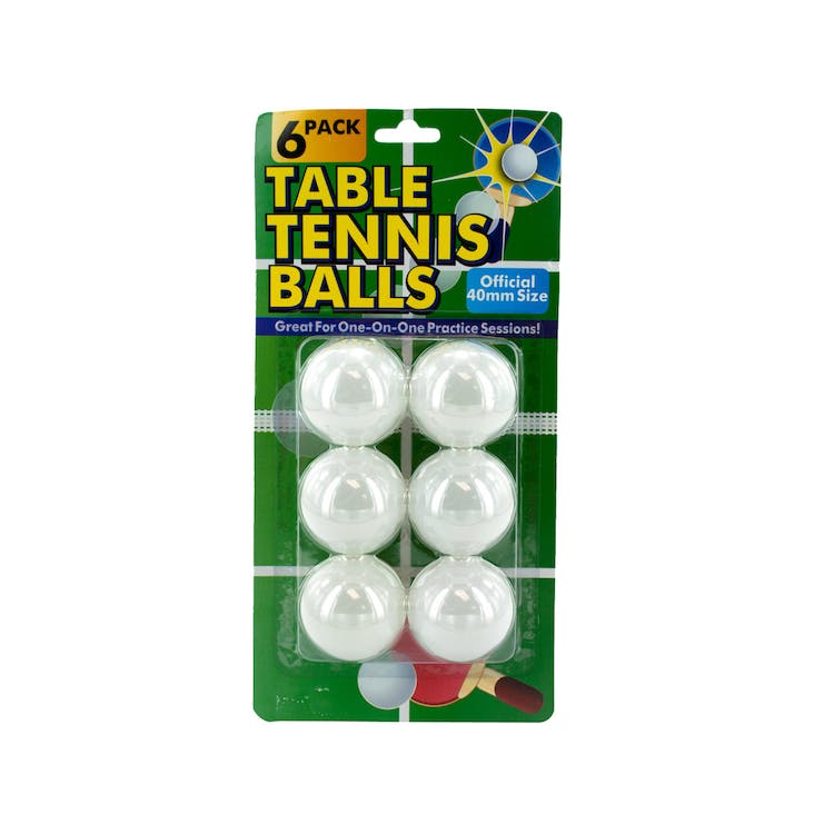 Official Size Ping Pong Balls - 6 Pack White 1.75" 2