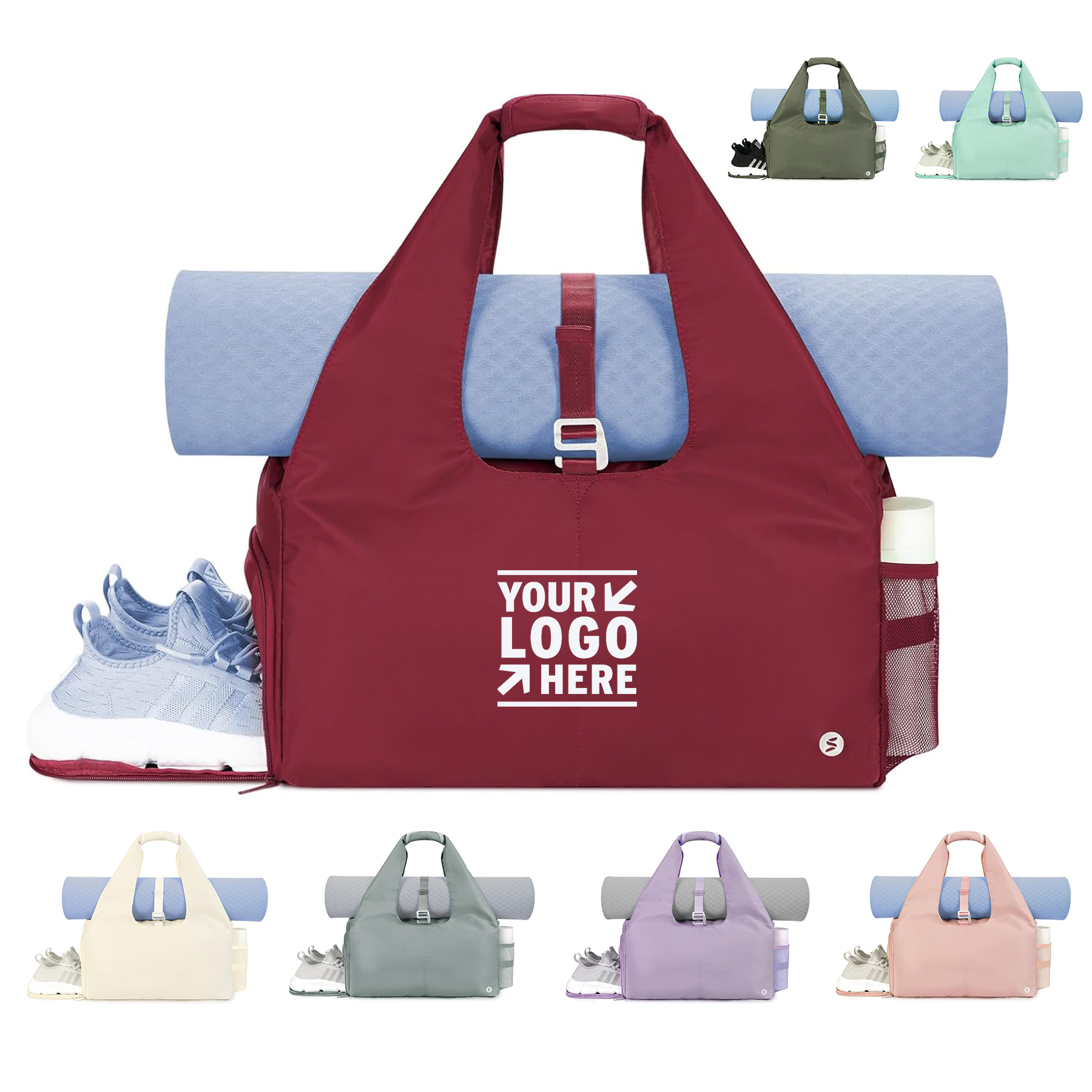 Women Adjustable Yoga Mat Holder Gym Bag with Shoes Compartment  2