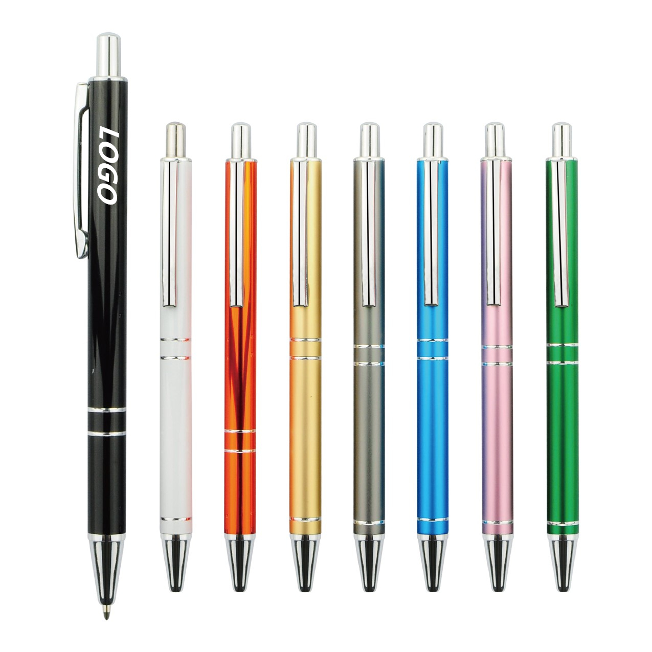 Metal push click action ball pen with custom logo 4