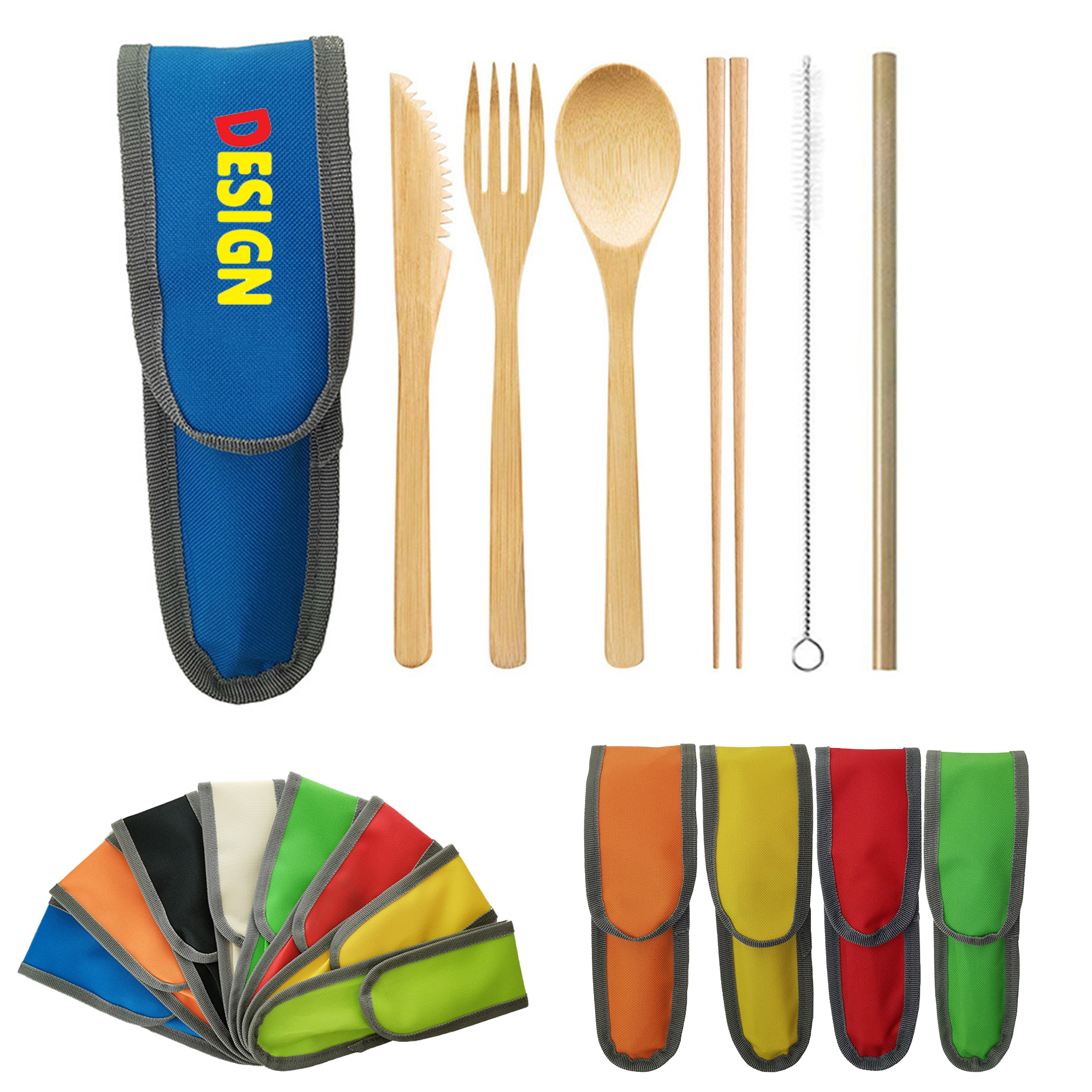 6 in 1 Bamboo Utensils Knits With Pouch 1