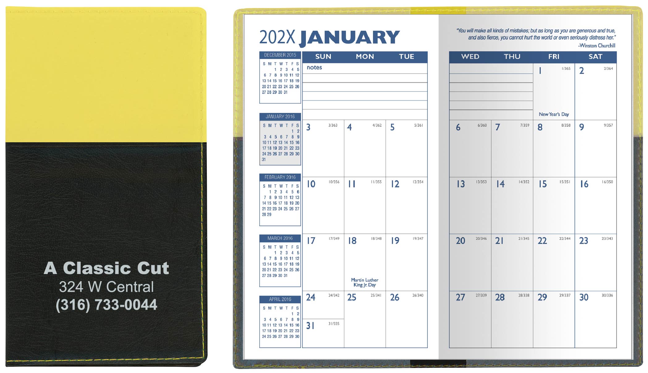 Soft Cover 2 Tone Vinyl France Series Monthly Planner / 1 Color Insert 2