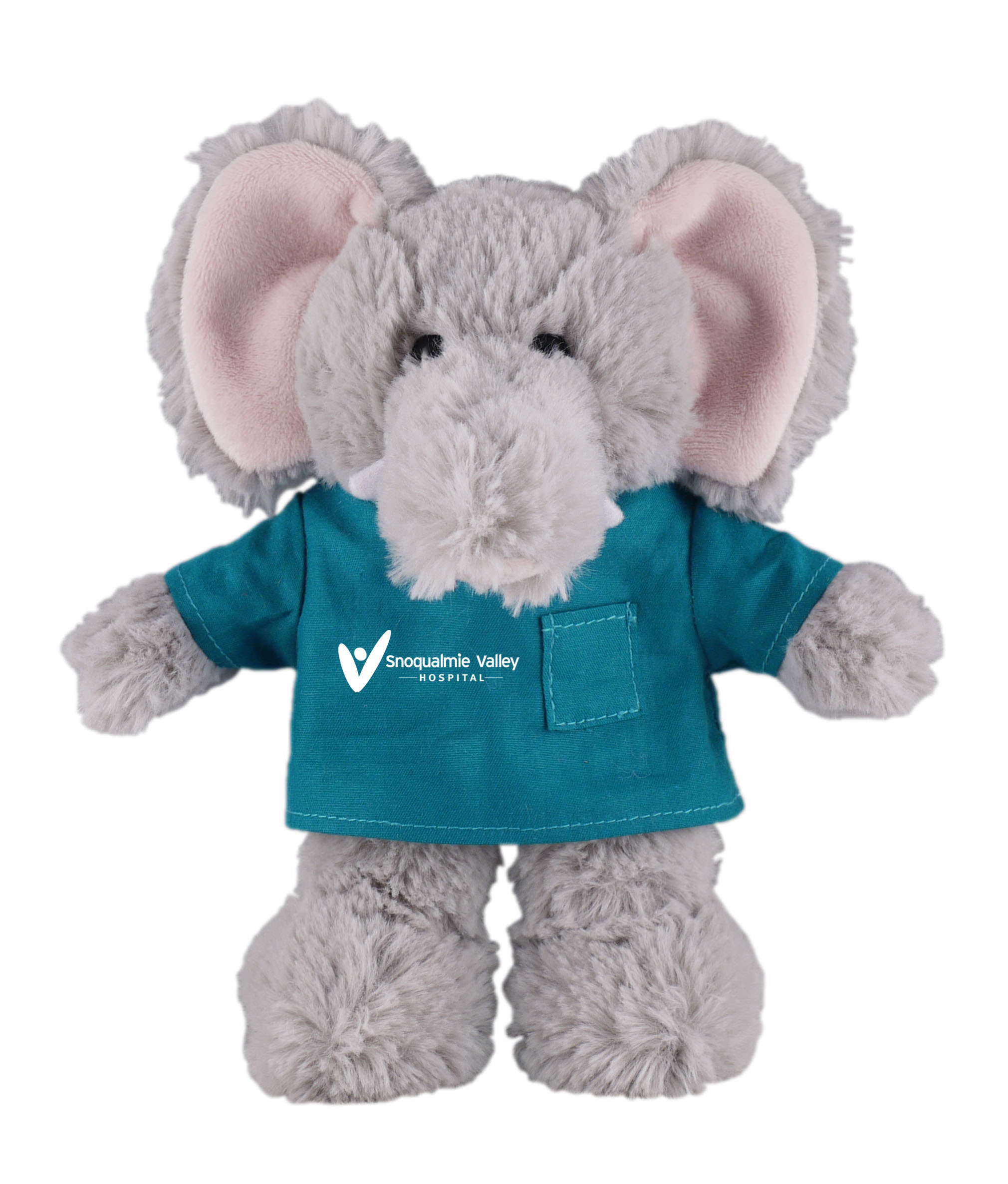 Soft Plush Stuffed Elephant in scrub shirt 2