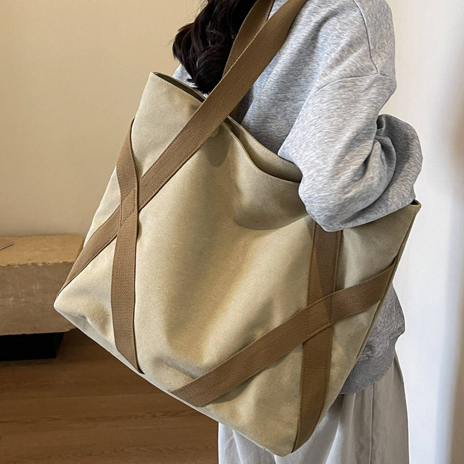 Travel Reusable Canvas Tote Bag Daily Shoulder Handbag 2