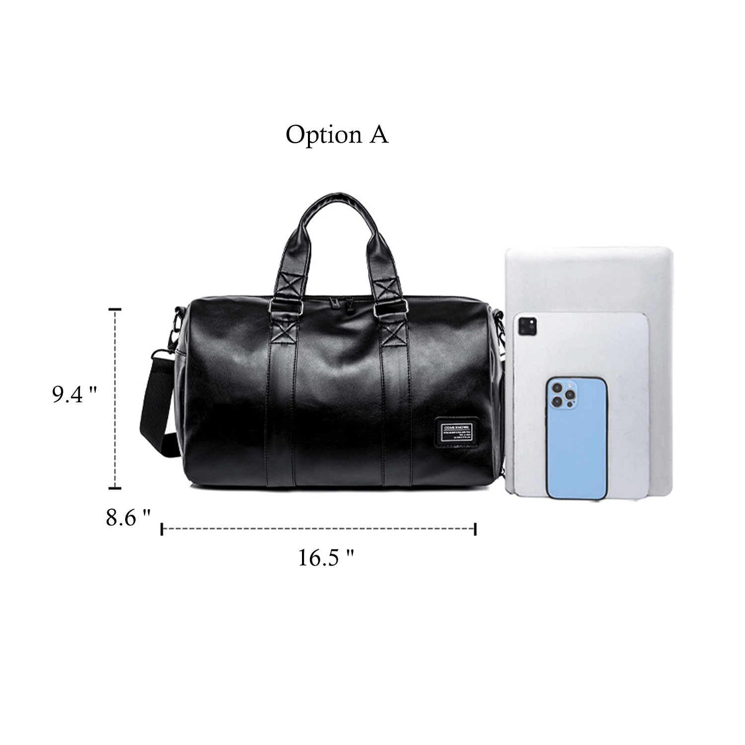 black spacious water-proof traveler PU leather Duffel Bag 4