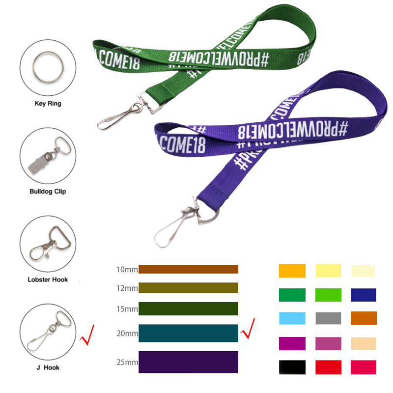 3/4" Wide Polyester Lanyard W/ Metal J Hook 2