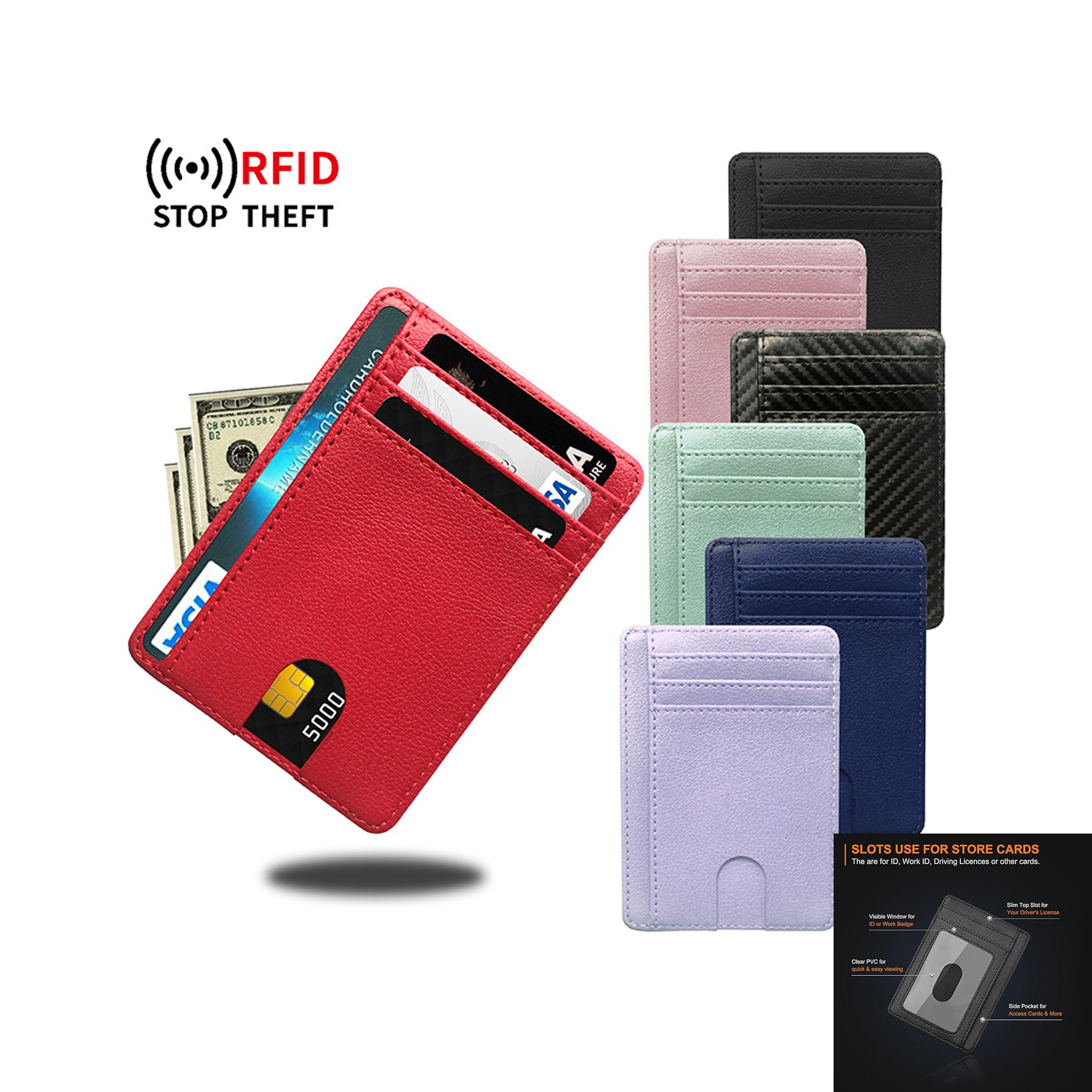 RFID Blocking Leather Front Pocket Wallet 2