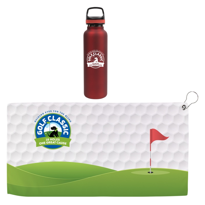 Hole in One Satin Bottle Gift Set, custom water bottle with logo imprint 3