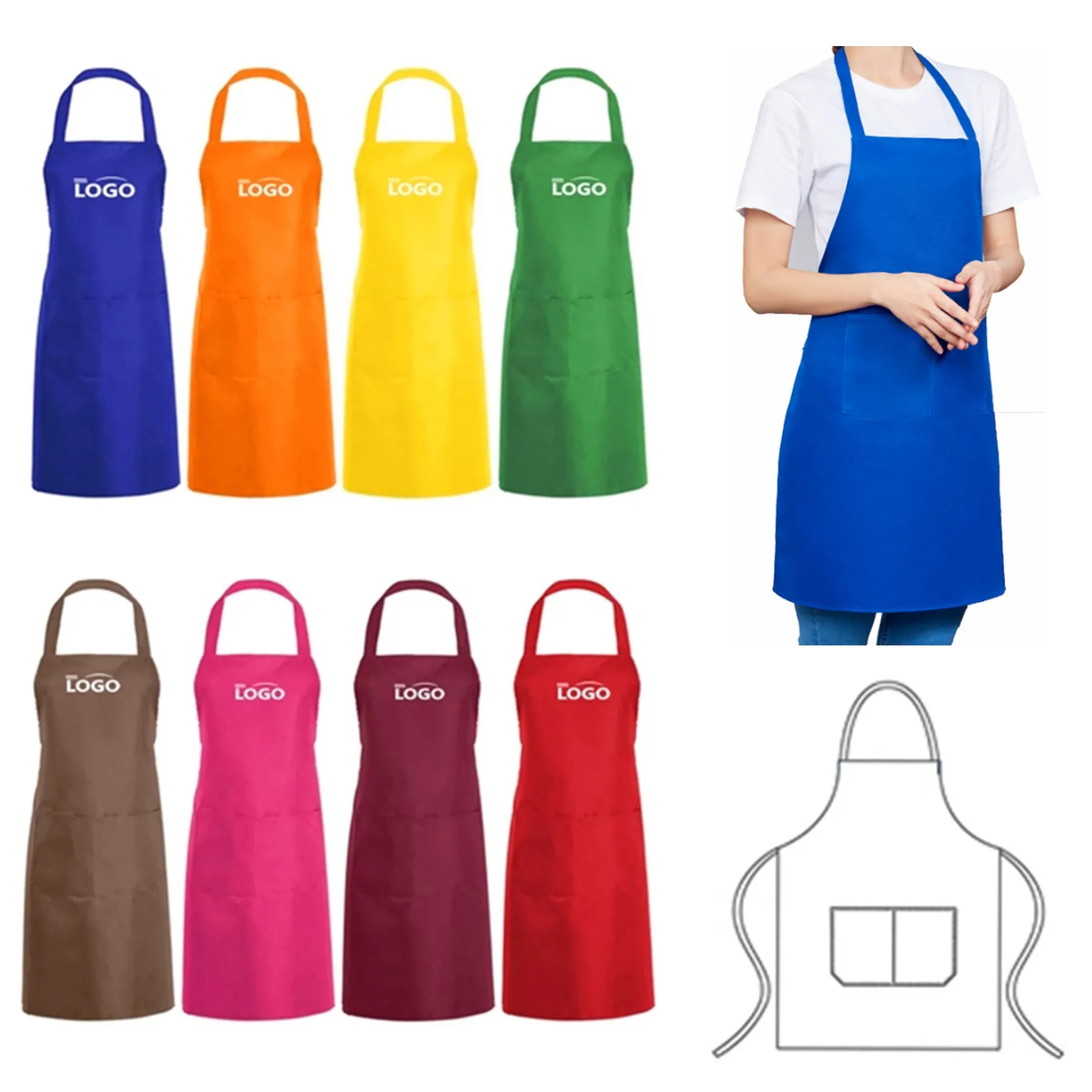 Plain Kitchen Cooking Bib Apron