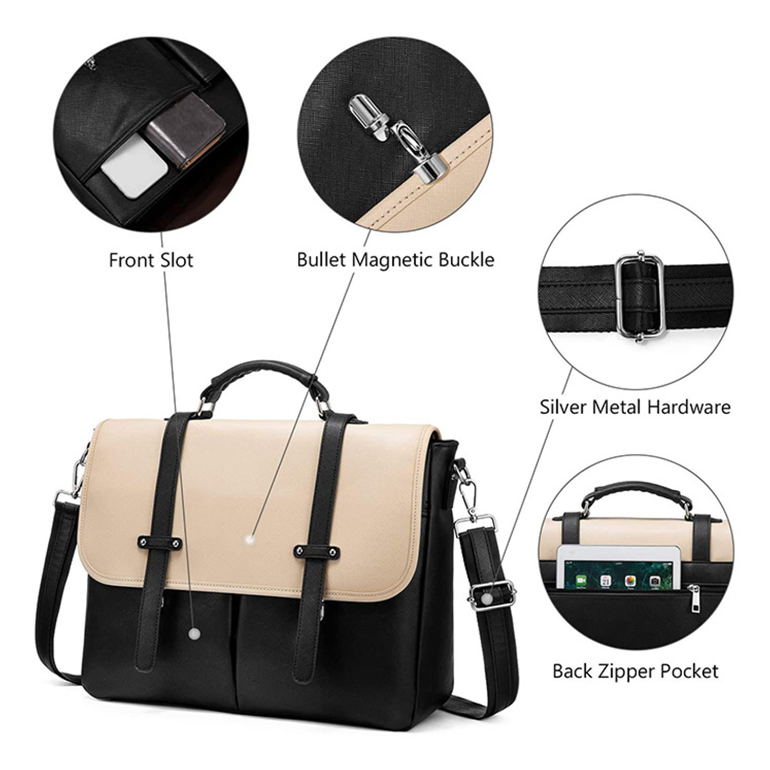 Laptop for Women 15.6 inch Briefcase PU Leather Bag 5