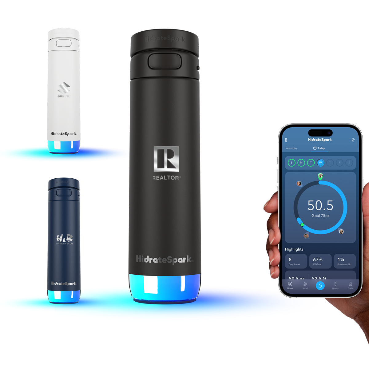 HidrateSpark® 21 oz. PRO 2 Bottle with Chug Lid, Laser, Standard 22