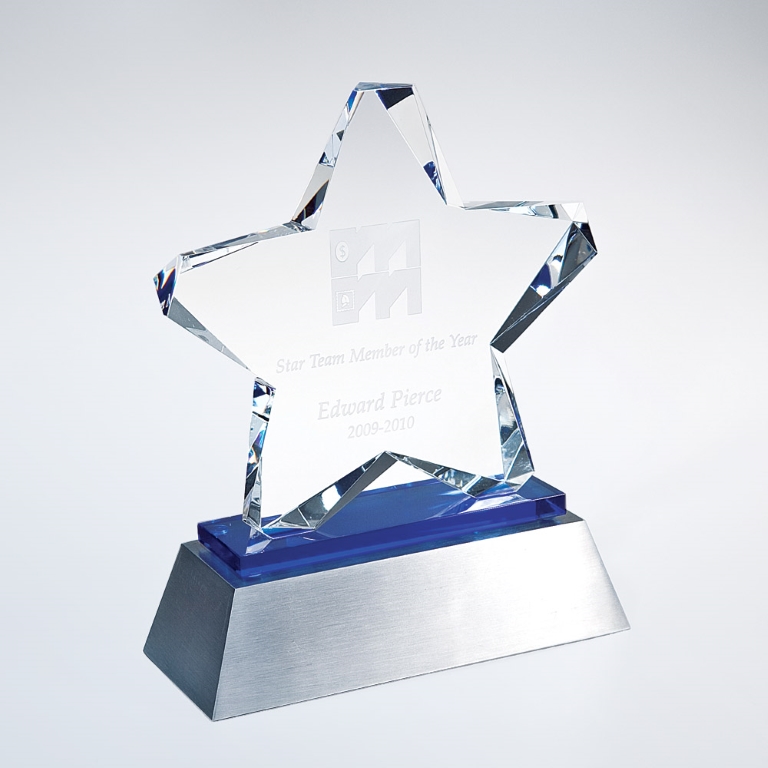 Blue Twinkle Star Optic Crystal Award 1