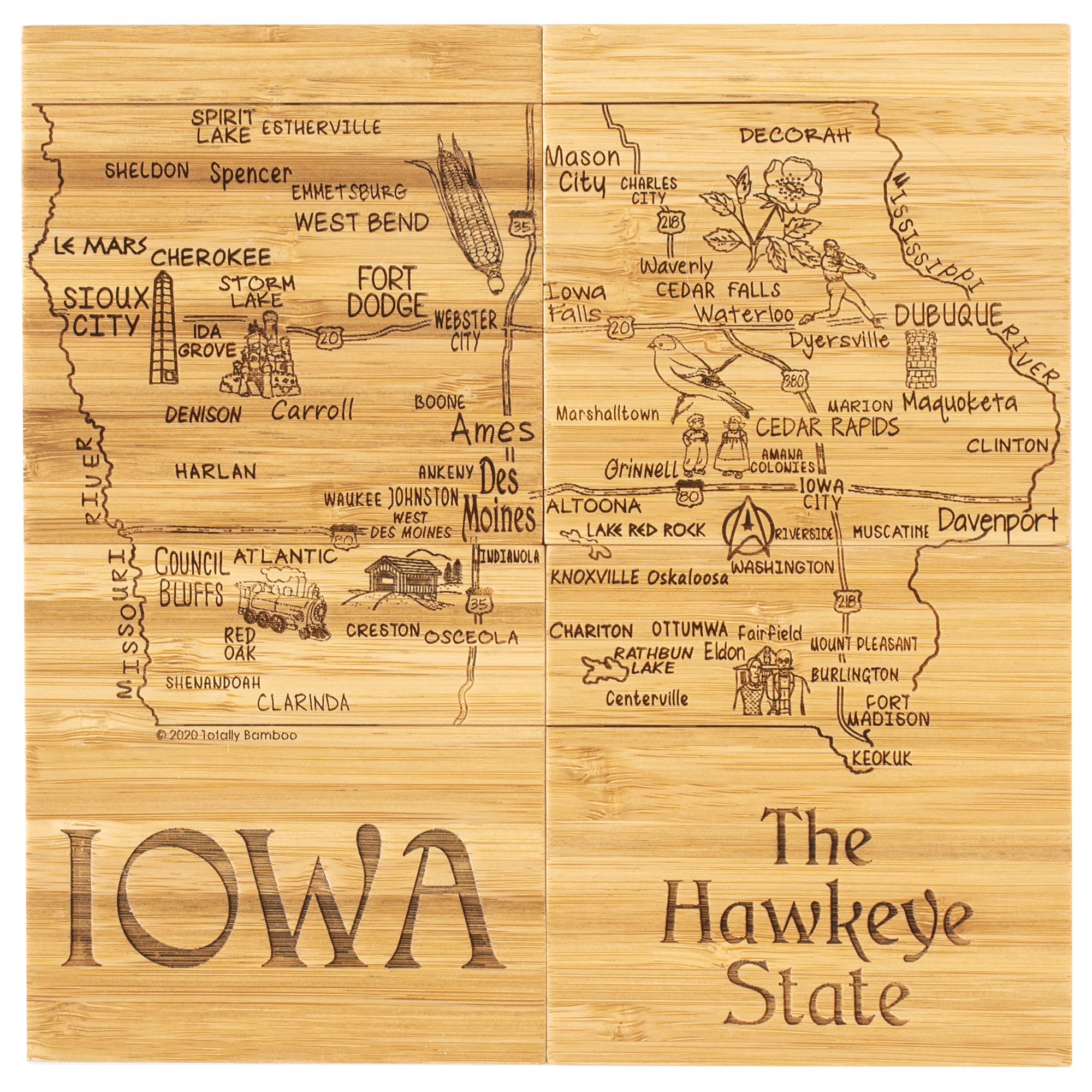 Iowa Puzzle Coaster Set 2