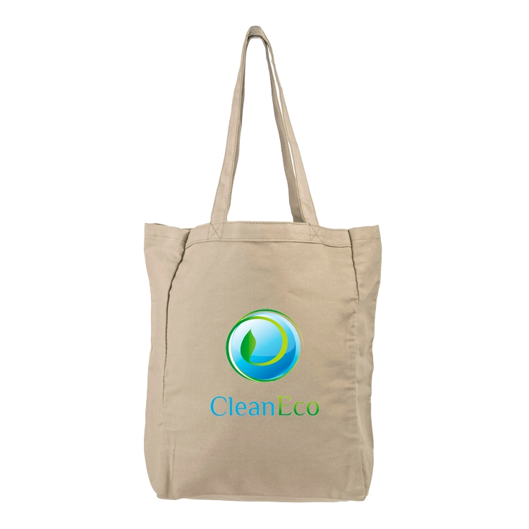 10 oz. Natural Large Gusset Cotton Canvas Tote Bag 1