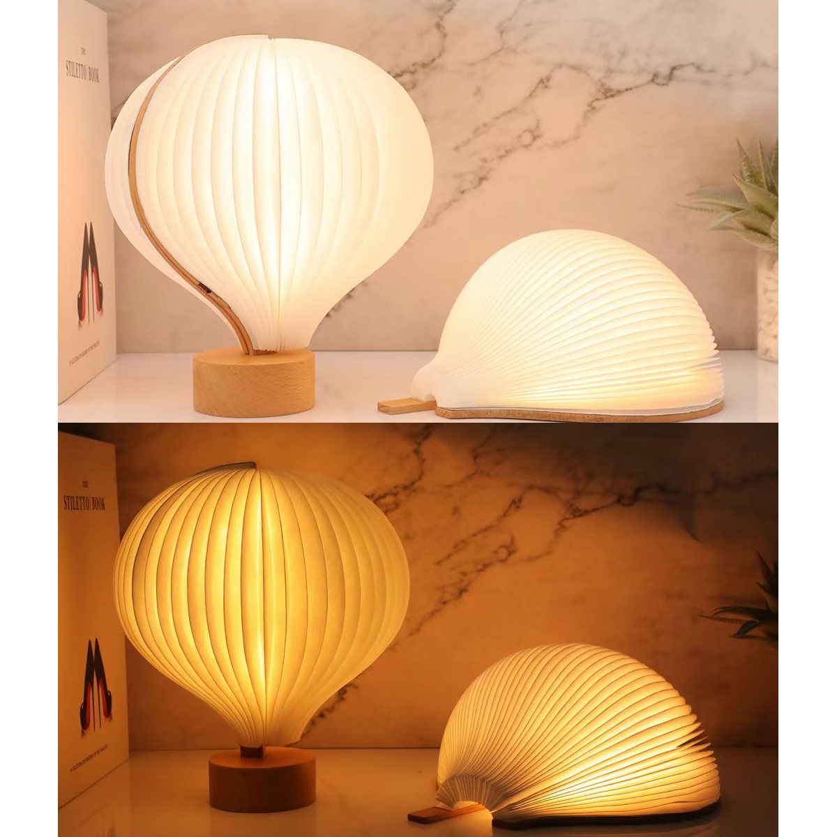 360 Degree Foldable Hot Air Balloon Paper Lamp with Built In 1200mAh Rechargeable Battery 8