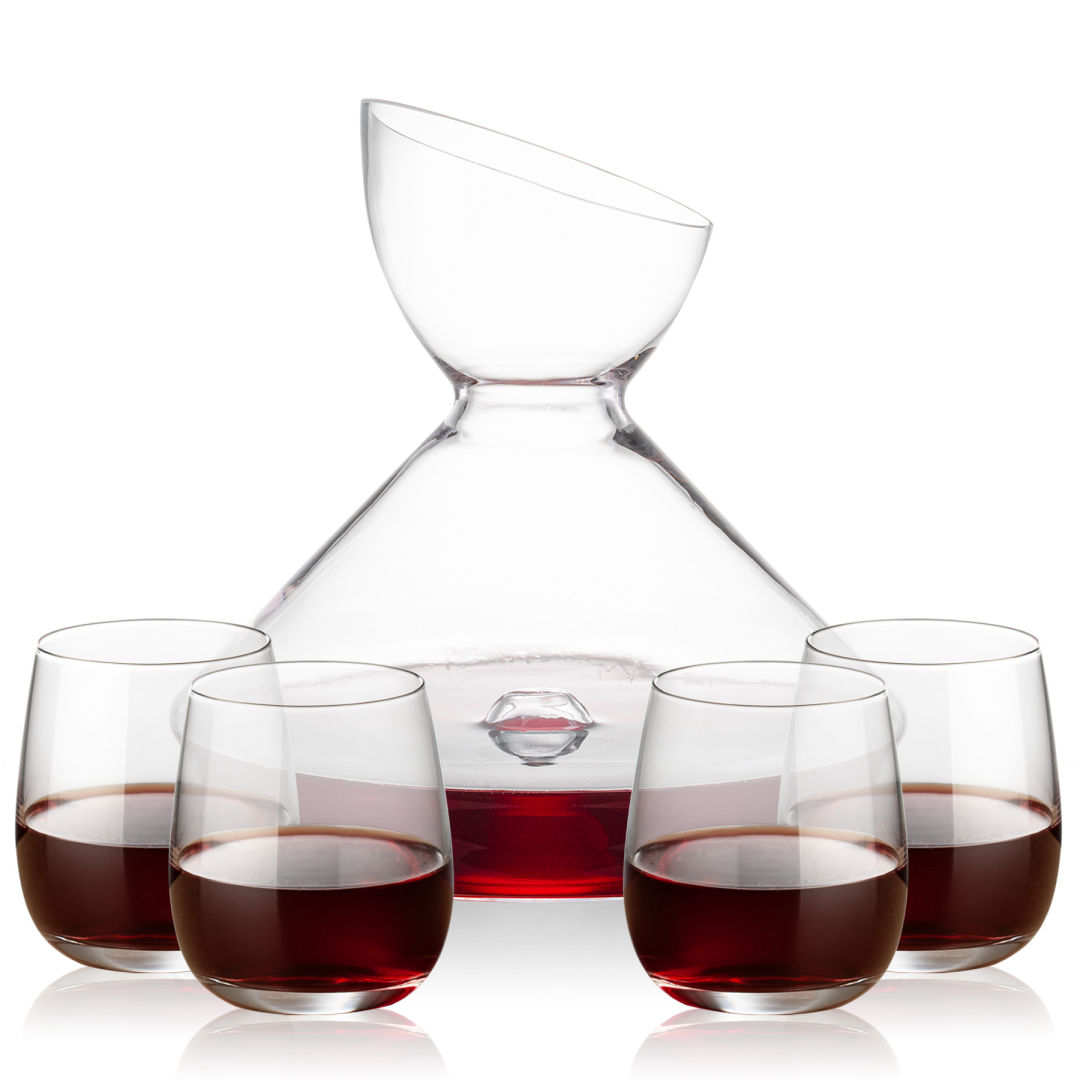 Woodbury Carafe & Crestview Stemless Wine 5