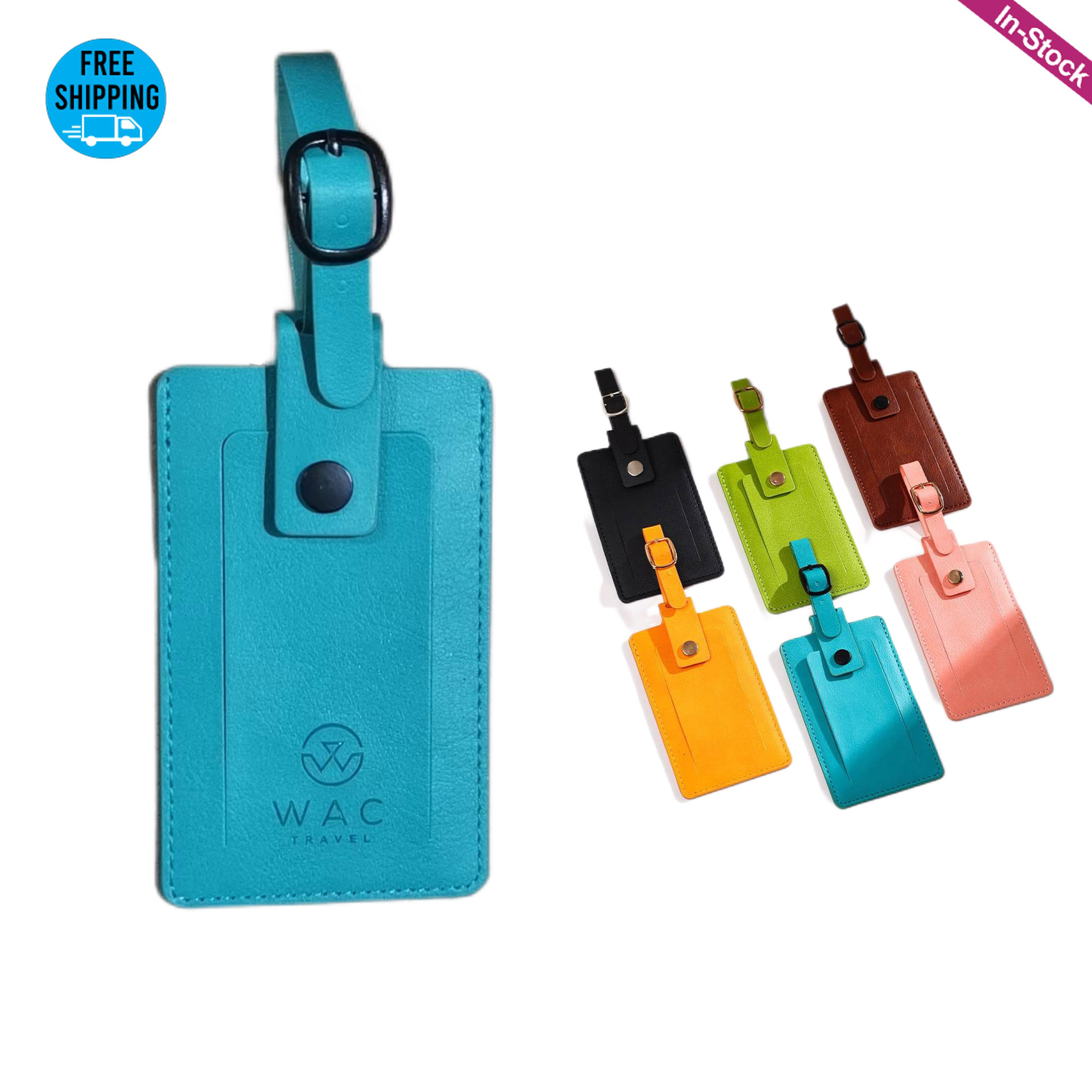 PU Leather Luggage Bag Tags with Snap 2