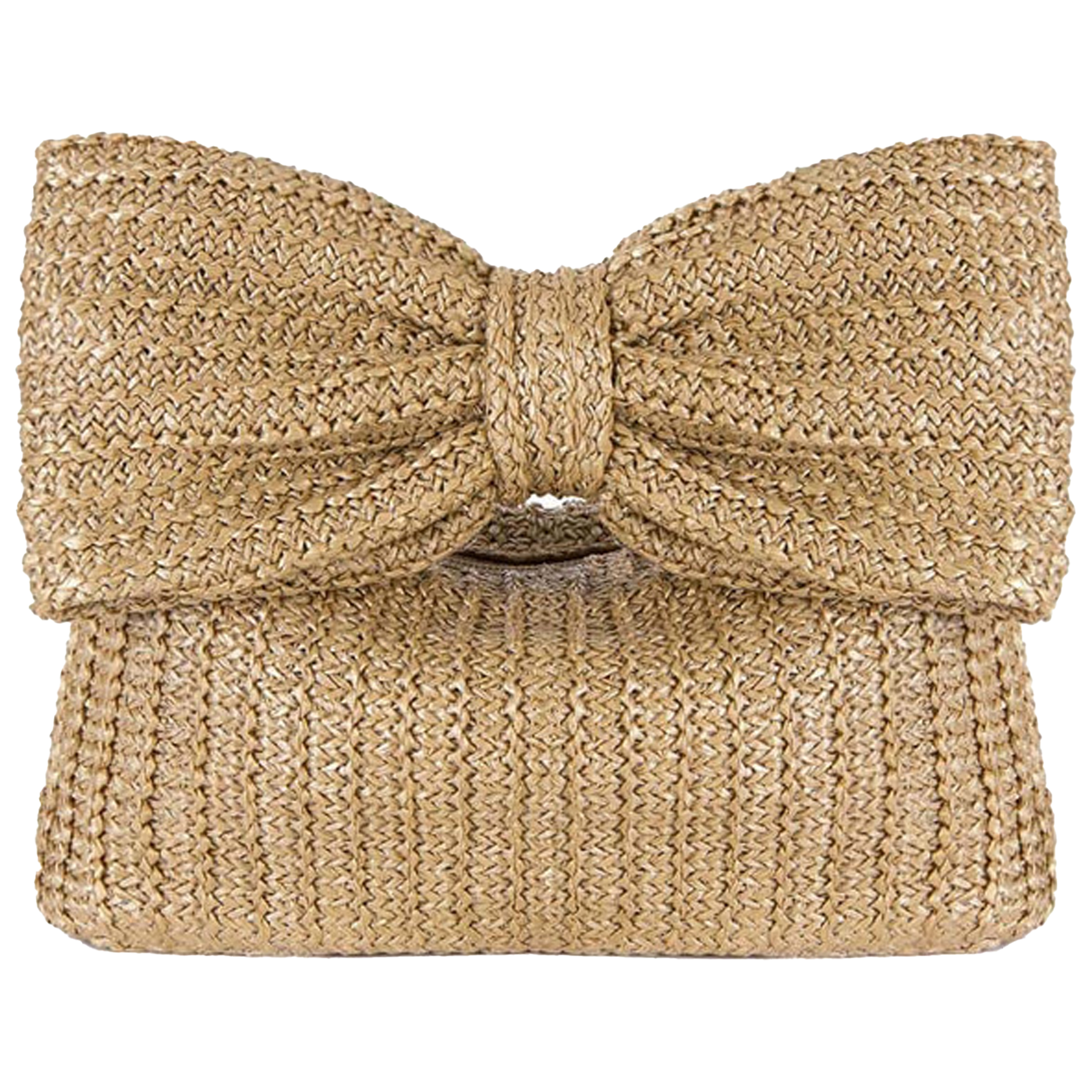 Straw Solid Color Bow Handbag 8