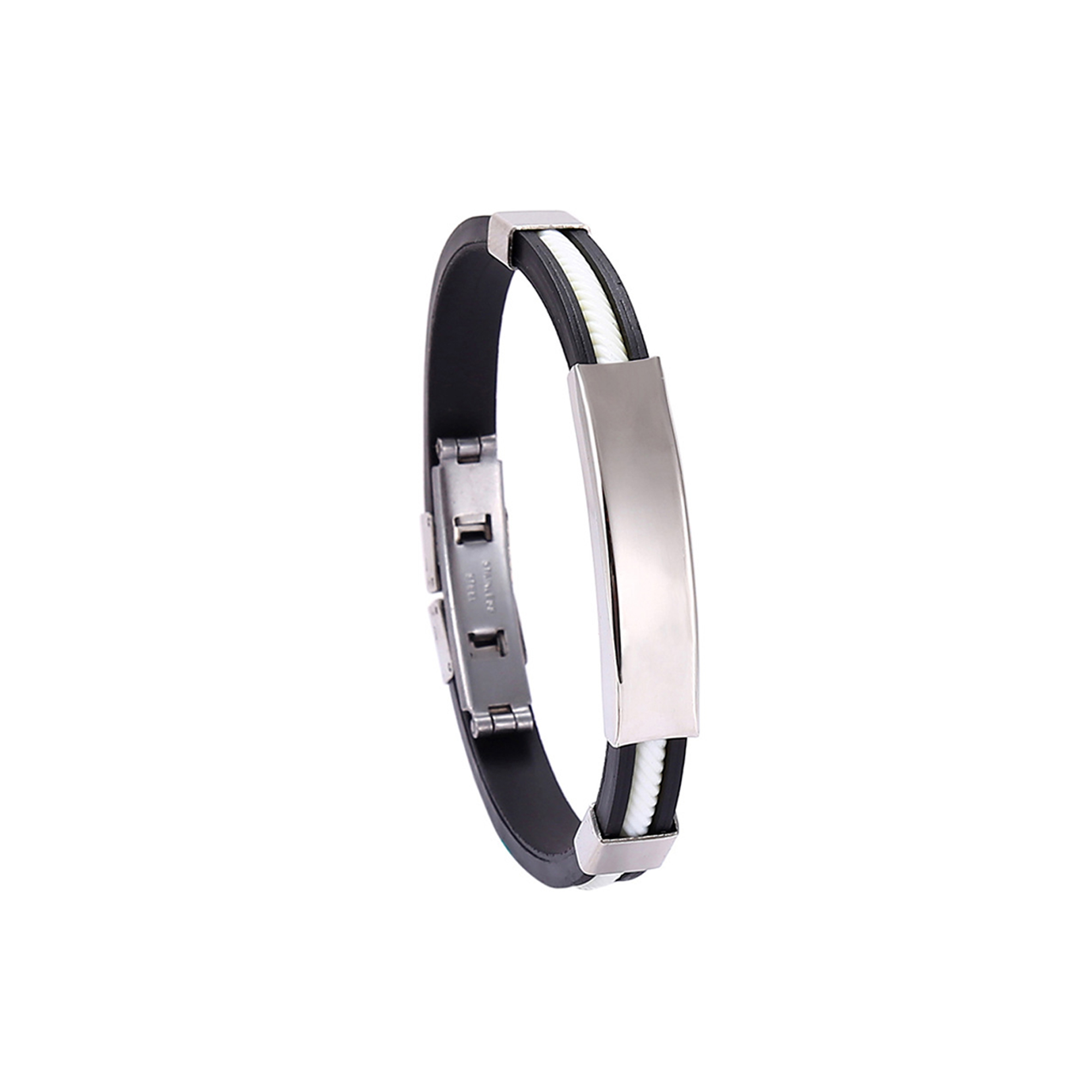 Titanium Silicone Bracelet 9.1" x 0.55" Adjustable 7