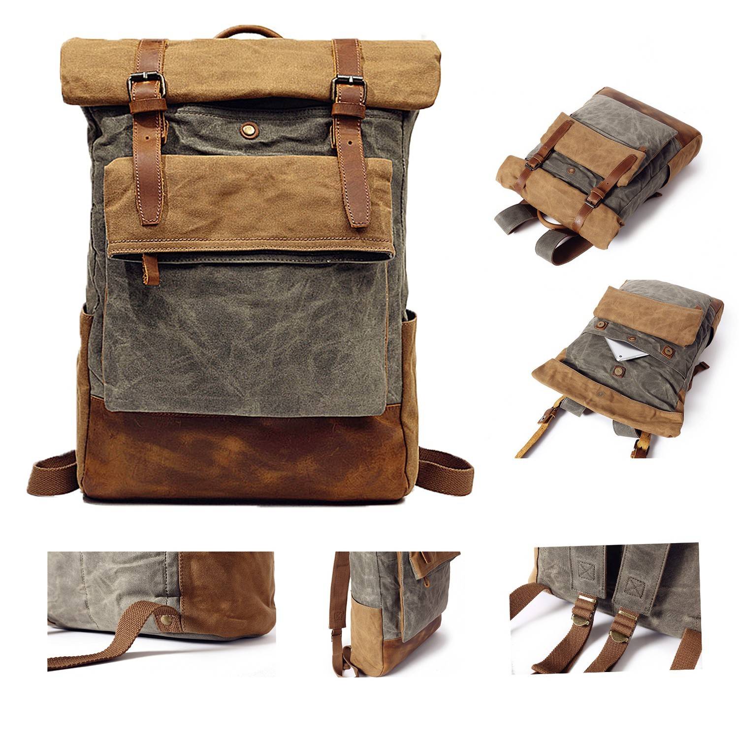 Travel Waxed Canvas Backpack 2